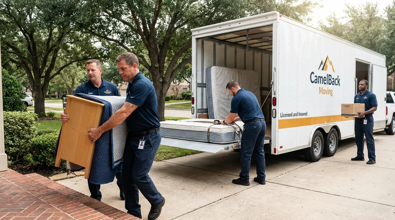 Crew loading residential truck for cross-state move from Watkinsville, GA