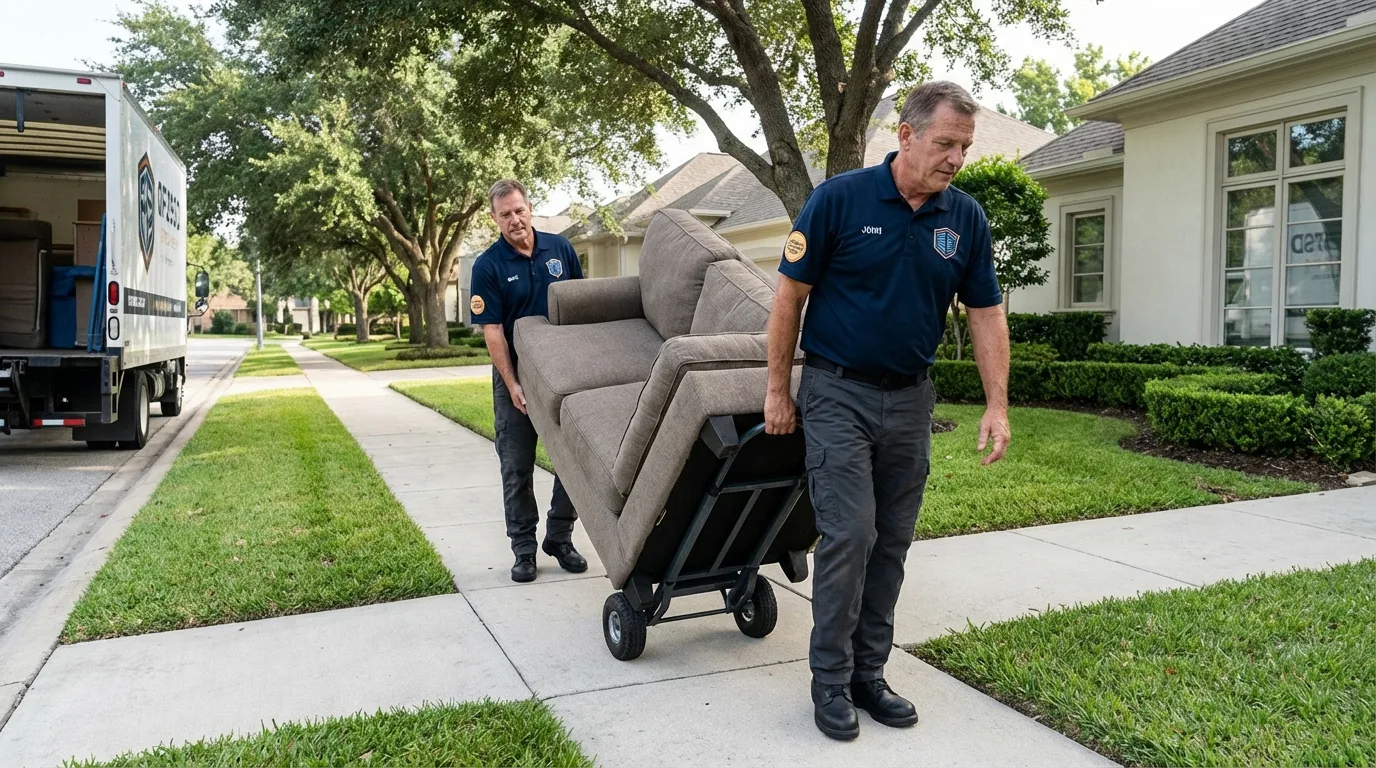Local residential moving crew loading furniture in Watkinsville, GA